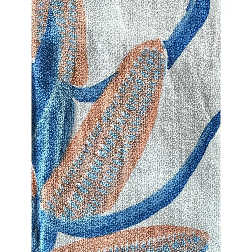 Vintage Southwest Tablecloth & 6 Napkins Set Blue & Orange Cotton Chilis Corn